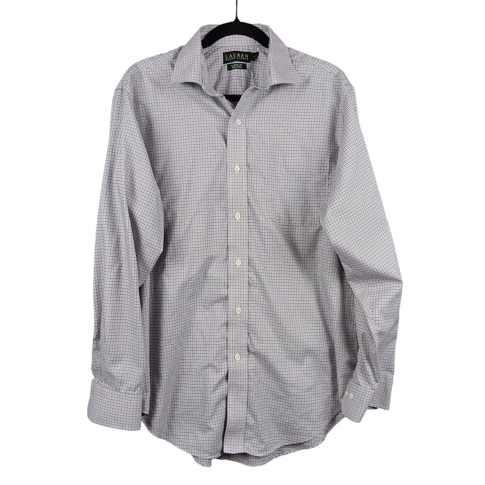 Lauren Ralph Lauren Mens Classic Fit Non Iron Checkered Dress Shirt